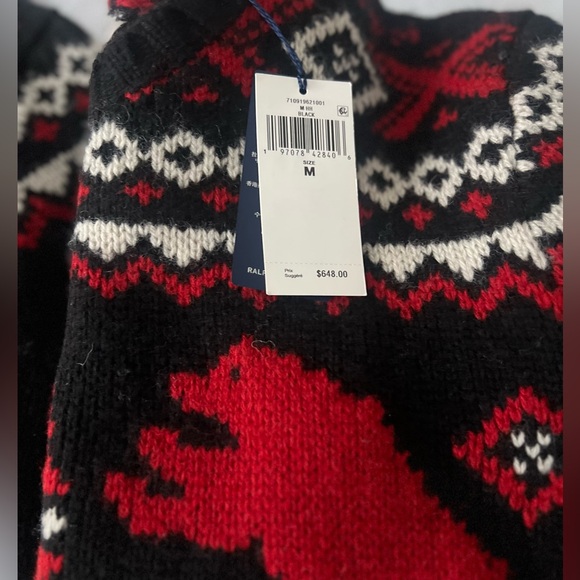 💥 SOLD💥 750$ Polo Ralph Laure polar bear fair isle sweater medium - Picture 5 of 5